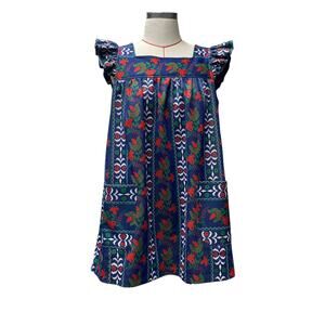 Vintage Handmade Floral Print Ruffle Sleeve Babydoll Dress